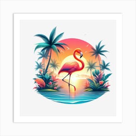 Flamingo At Sunset 2 Art Print