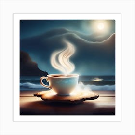 Coffee Cup On A Wooden Table Art Print