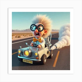 Scientist Driving A Car Art Print