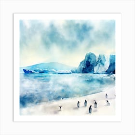 Penguins On The Ice, Antarctica 1 Art Print