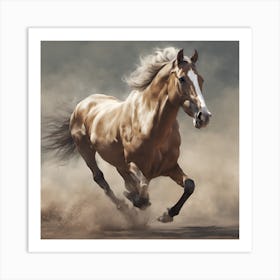 Horse Running In The Dust Art Print