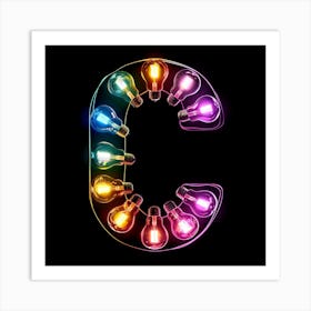 Letter C made of LIght Bulb Art Print