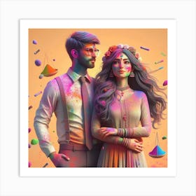 Holi Couple 14 Art Print