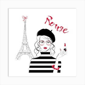 Rouge Girl in Paris Art Print