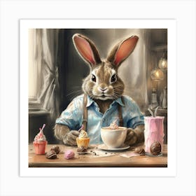 Bunny At The Table Art Print