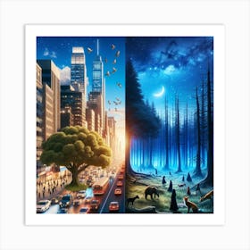 Forest And The City Art Print