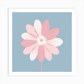 A White And Pink Flower In Minimalist Style Square Composition 711 Art Print