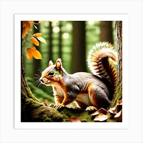 Squirrel In The Forest 14 Art Print