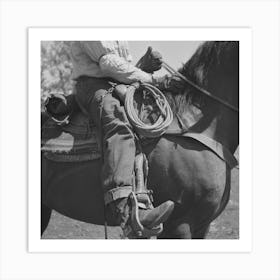 Ola, Idaho, Detail Of Cowboy On Horseback By Russell Lee Art Print