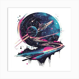 Space Tee.Generated AI. Wall Art Print 1 Art Print