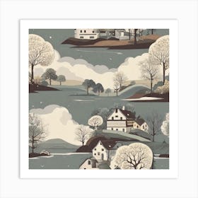 Winter Village 1 Art Print
