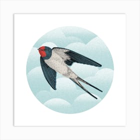 Flying Swallow Square Art Print