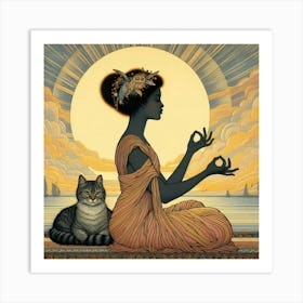 Yogi Cat Art Print