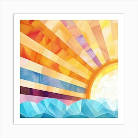 Abstract Sea Waves And Sunshine Art Print