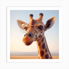 Giraffe With Glasses Art Print