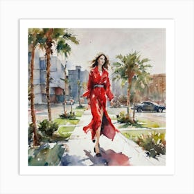 Woman In A Red Dress Art Print