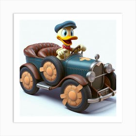 Donald Duck In Car Art Print