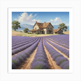 Lavender Field paintings art print 2 Art Print