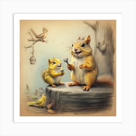 Little Squirrels Art Print