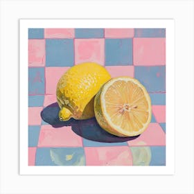 Lemon Pastel Checkerboard Art Print