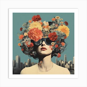 Head Full Of Flowers Art Print