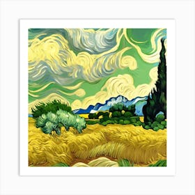 A Wheatfield With Cypresses, Vincent van Gogh 14 Art Print