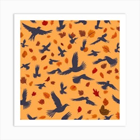 Seamless Pattern With Birds Art Print