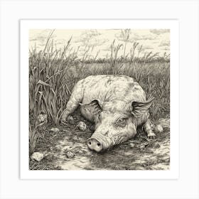 Pig In The Grass Art Print