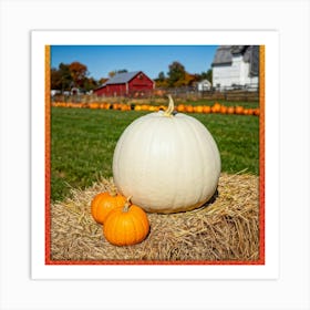 Close Up Of A Gourd Resting On Rustic Hay In An October Garden Encased By Orange Pumpkins Autumn L (1) 2 Art Print