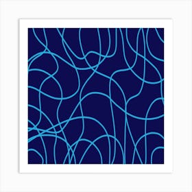 Blue Two Tone Line Art Art Print