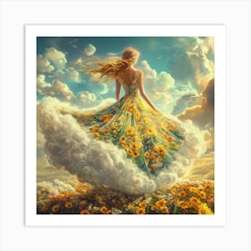 Girl In The Clouds 1 Art Print