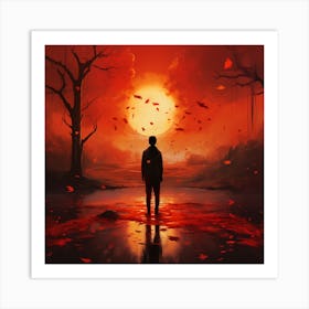 Sunset In The Forest Art Print