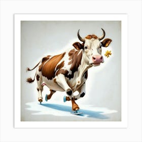 Cow On Ice Skates 1 Art Print