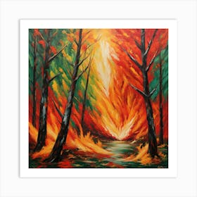 Fire In The Forest 1 Art Print