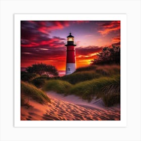 Sunset At The Lighthouse 6 Art Print