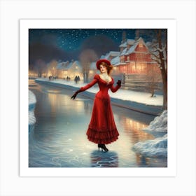 Lady On The Ice Art Print