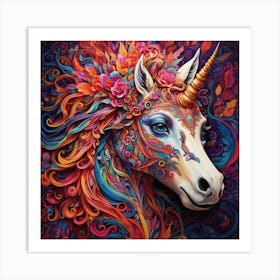 Dreamshaper V7 A Psychedelic Representation Of A Unicorns Face 0 Art Print