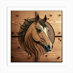 Horse Head Wood Carving 1 Art Print
