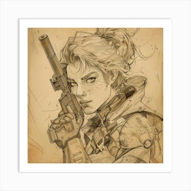 Girl With A Gun 2 Art Print