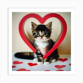 Cat heart Art Print