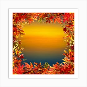 Autumn Themed Frame Embracing The Bright Sunlit Hues Of Fall Foliage Intricately Woven Design Of Art Print