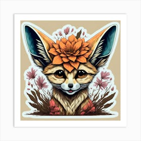 Fox With Flowers 6 Art Print