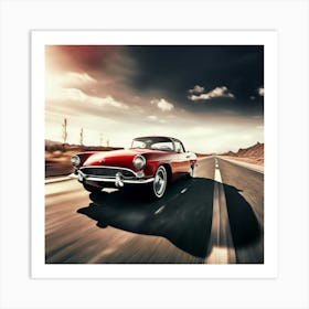 Road Street Fast Transport Speed Auto Wheel Drive Red White Vehicle Car Transportation (3) Art Print