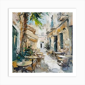 Cafe Street Mallorca Art Print