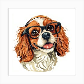 Portrait Of A Dog Wearing Glasses 1 Art Print