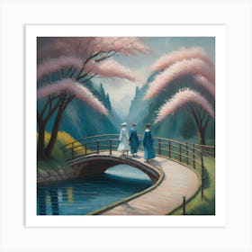 Cherry Blossom Bridge Art Print