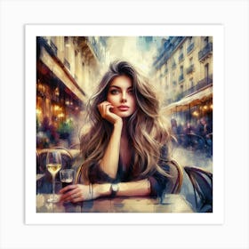 Beautiful Woman In Paris 1 Art Print