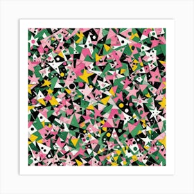 Pink And Green Triangles Art Print