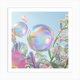 Rainbow Bubbles in the Air Art Print