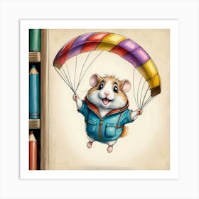 Hamster Parachute 1 Art Print